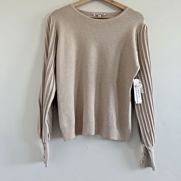 Lepore women’s long sleeve blouse  Knit Pullover Sweater champagne L - Picture 4 of 11